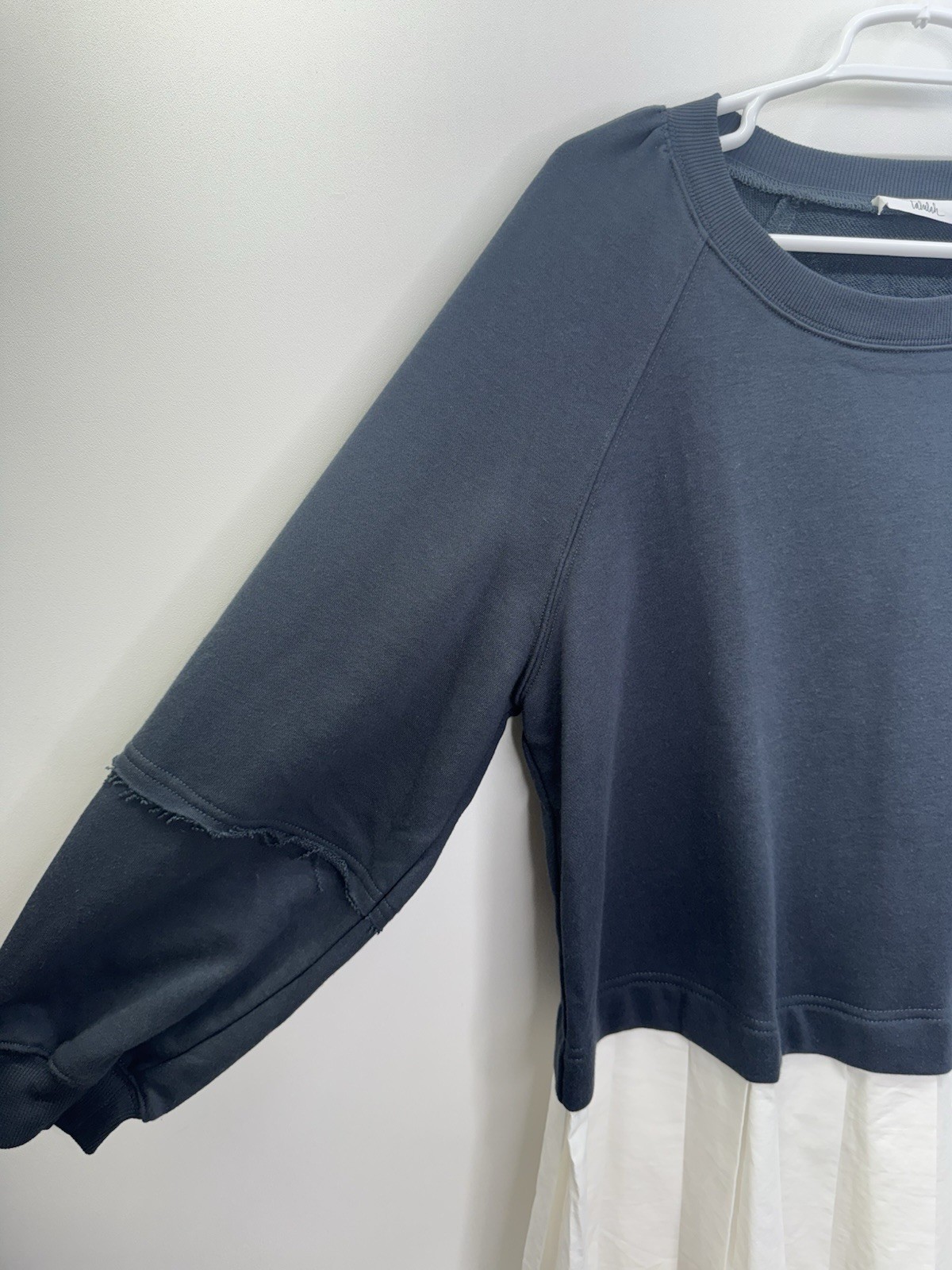 Talulah Oversized Charcoal Gray White Pleated Hem Tunic Top Boho Classic S