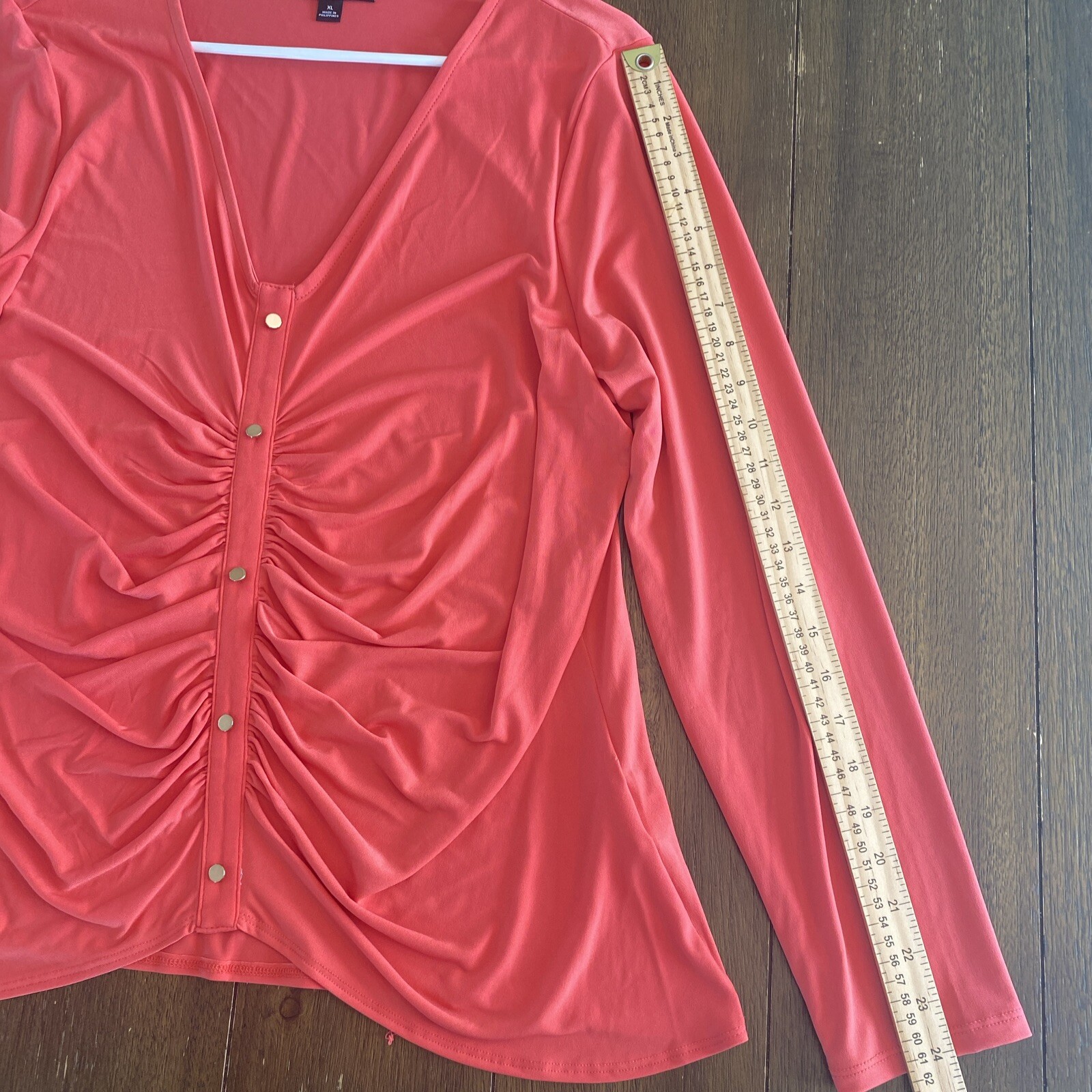 Blusa Para Mujer Manga Larga Casual Ligera Con Botones XL INC International