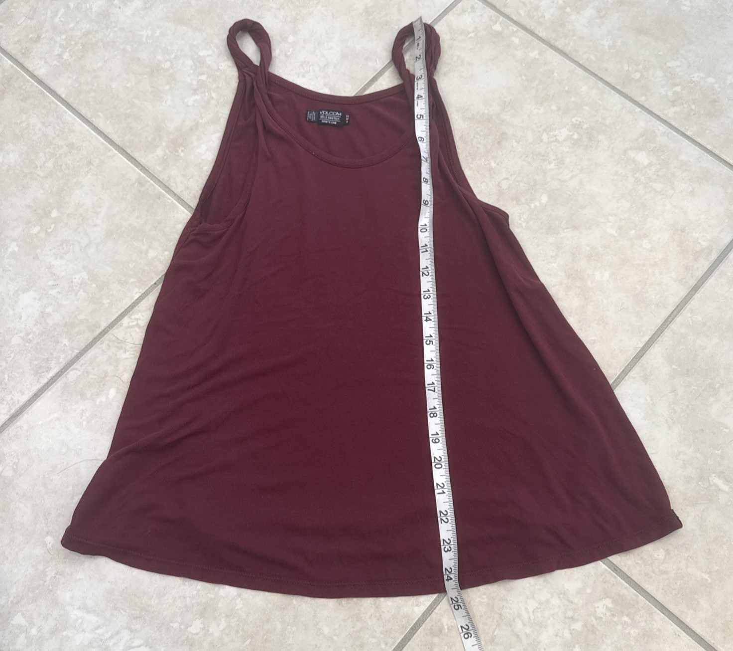 Volcom Burgundy Red Racerback Tank Top Sz XS Twist Straps Casual Top Beach Gym