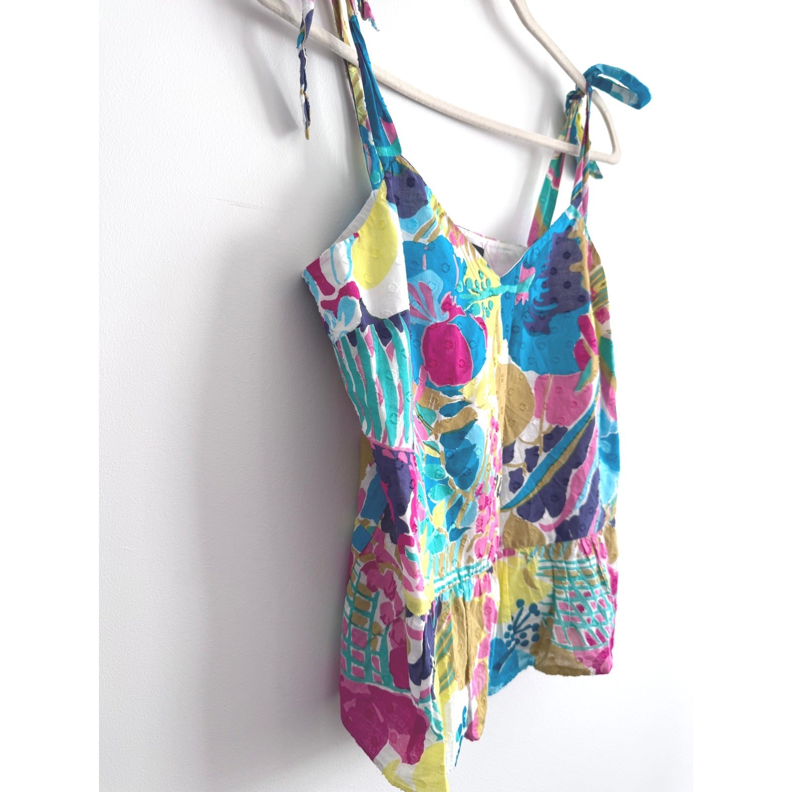 J.Crew Peplum Seaside Floral Size 8 Tie Shoulder Cottagecore Coastal Chic