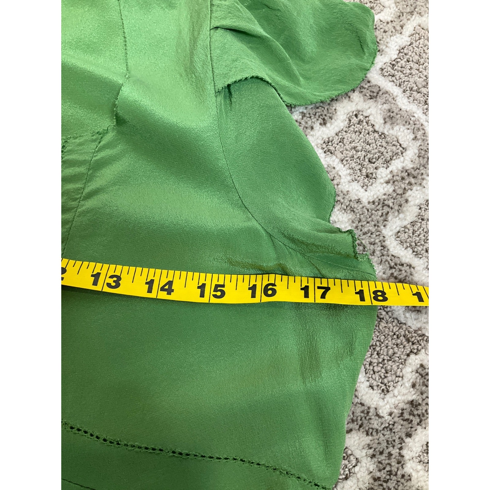 XXI 100% Silk Blouse Flutter Sleeve Baby Doll Kelly Green Boho Y2K Vantage M