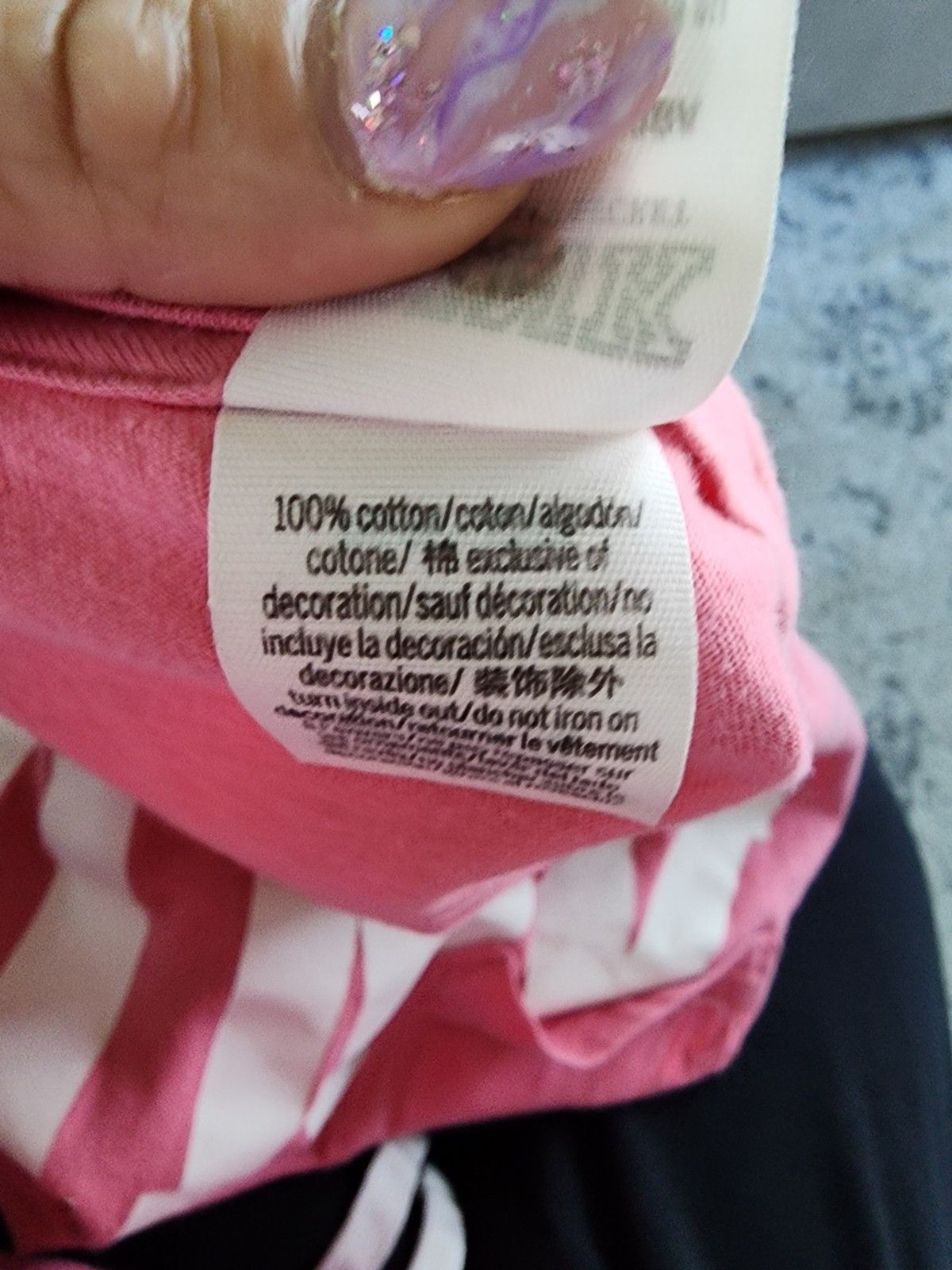 Victoria’s Secret Pink Oversized Long-Sleeve Shirt Logo PINK WHITE SIZE SMALL