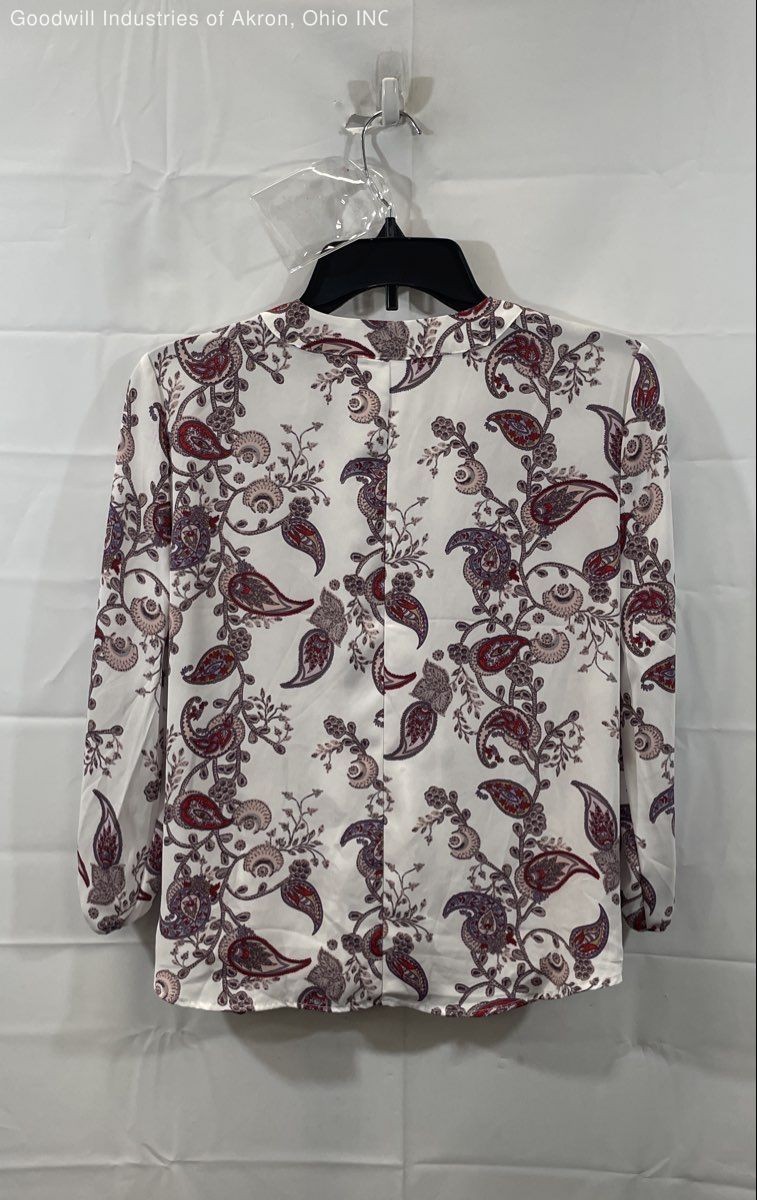 New York & Company Soho Women’s White Paisley Tie Side Wrap Top Sz S NWT