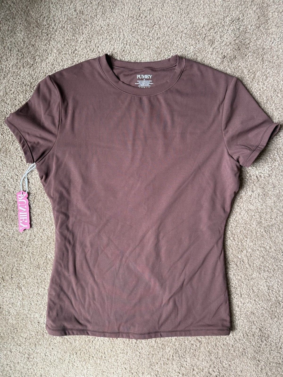 NEW Pumiey Women’s Short Sleeve Top Brown Size Medium