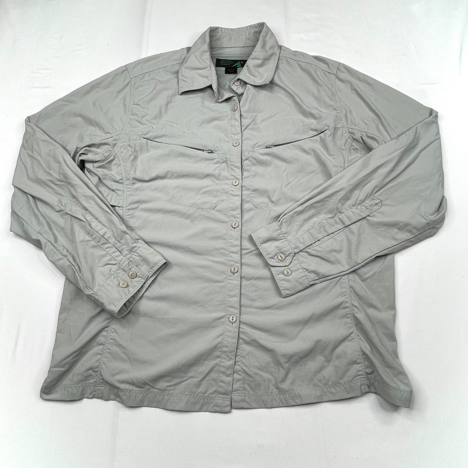 Eastern Mountain Sports Shirt Womens Large Gray Long Sleeve Button Front Vented