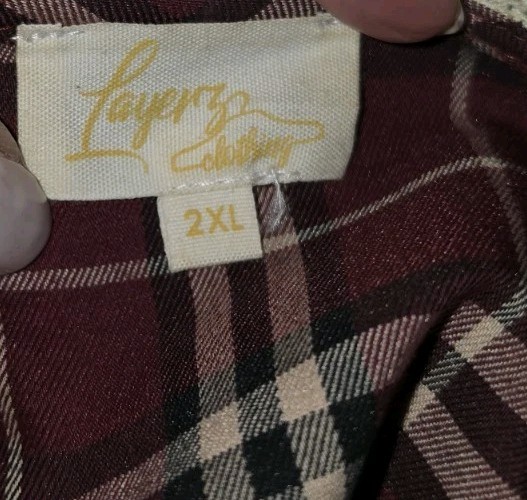 Layers Clothing Plaid Floral Embroidered Top Boho Chic Cottagecore SZ 2XL