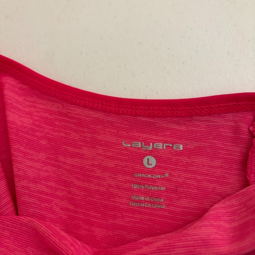 Layer 8 Tank Top Women’s Large Neon Pink Round Neck Strappy Sleeveless Athletic