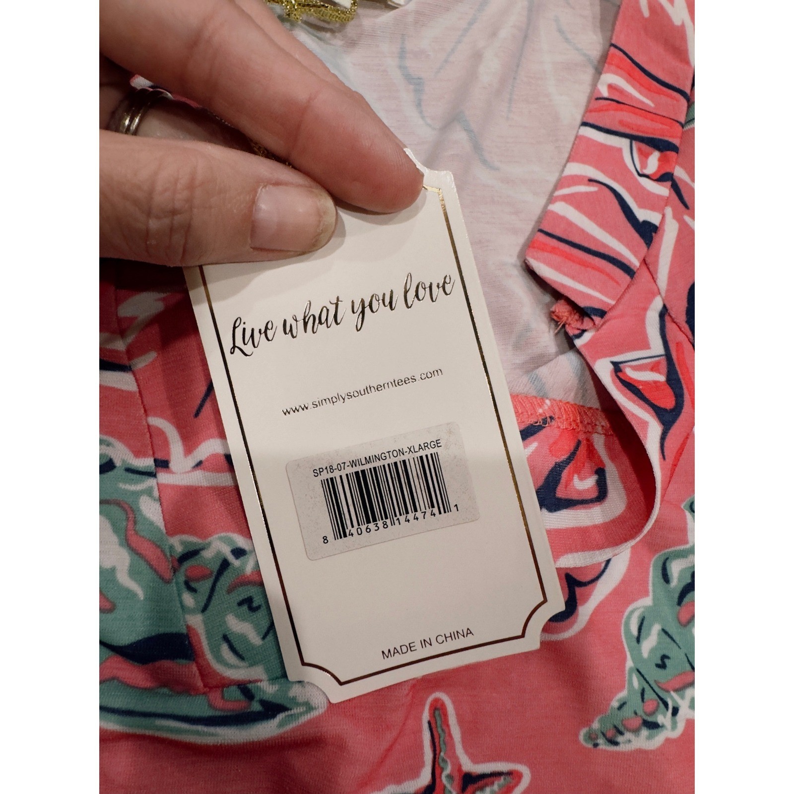 Simply Southern Wilmington Pink Seashell Coastal Tunic Top XL NWT Resort Wear