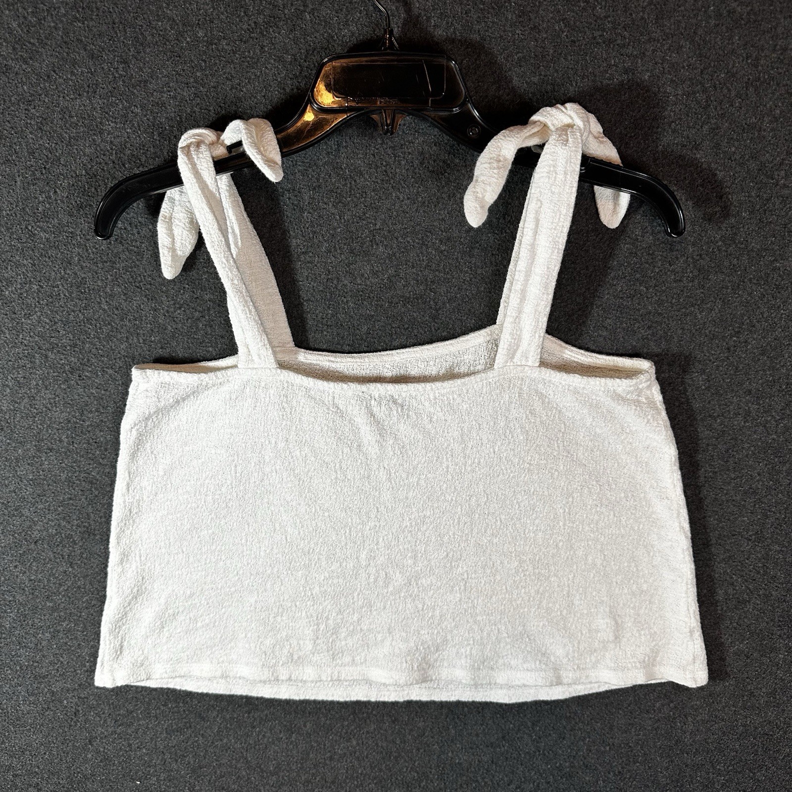 Express Boho Tie Strap Cropped Tank Top Womens Size S White Cottagecore