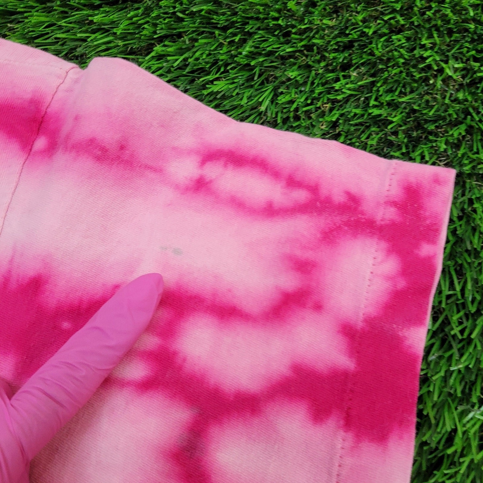 Vintage 80s Spiral Pocket Tie-Dye Shirt Women Small 18×25 Pink