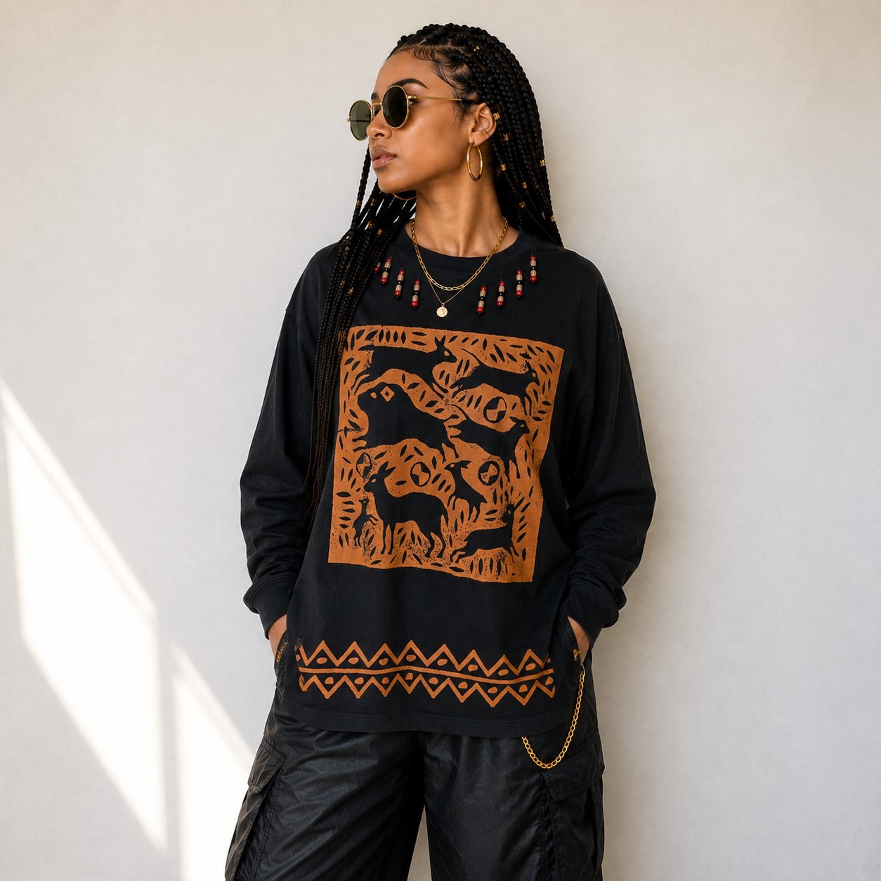 Vintage Shirt Black Gold 90s Streetwear Inventions LA Express Long Sleeve Tshirt