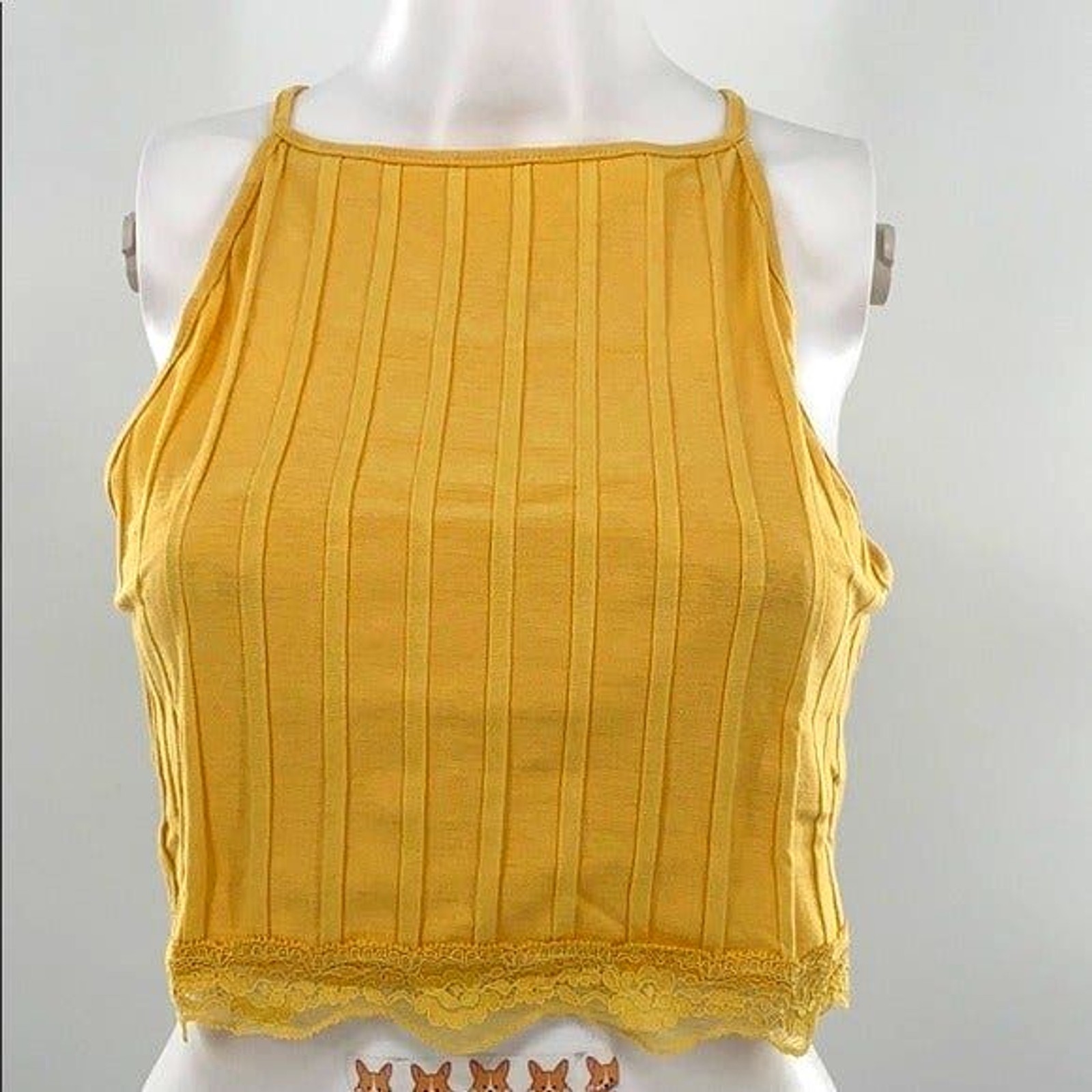 Free People NWT All Your Love Crop Top Bralette Sleeveless Sunshine Yellow L New