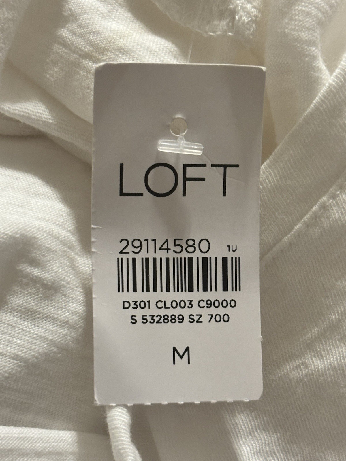 NWT Loft Coastal Preppy Scandi Minimal Old Money Shirred Quiet Luxury Size M