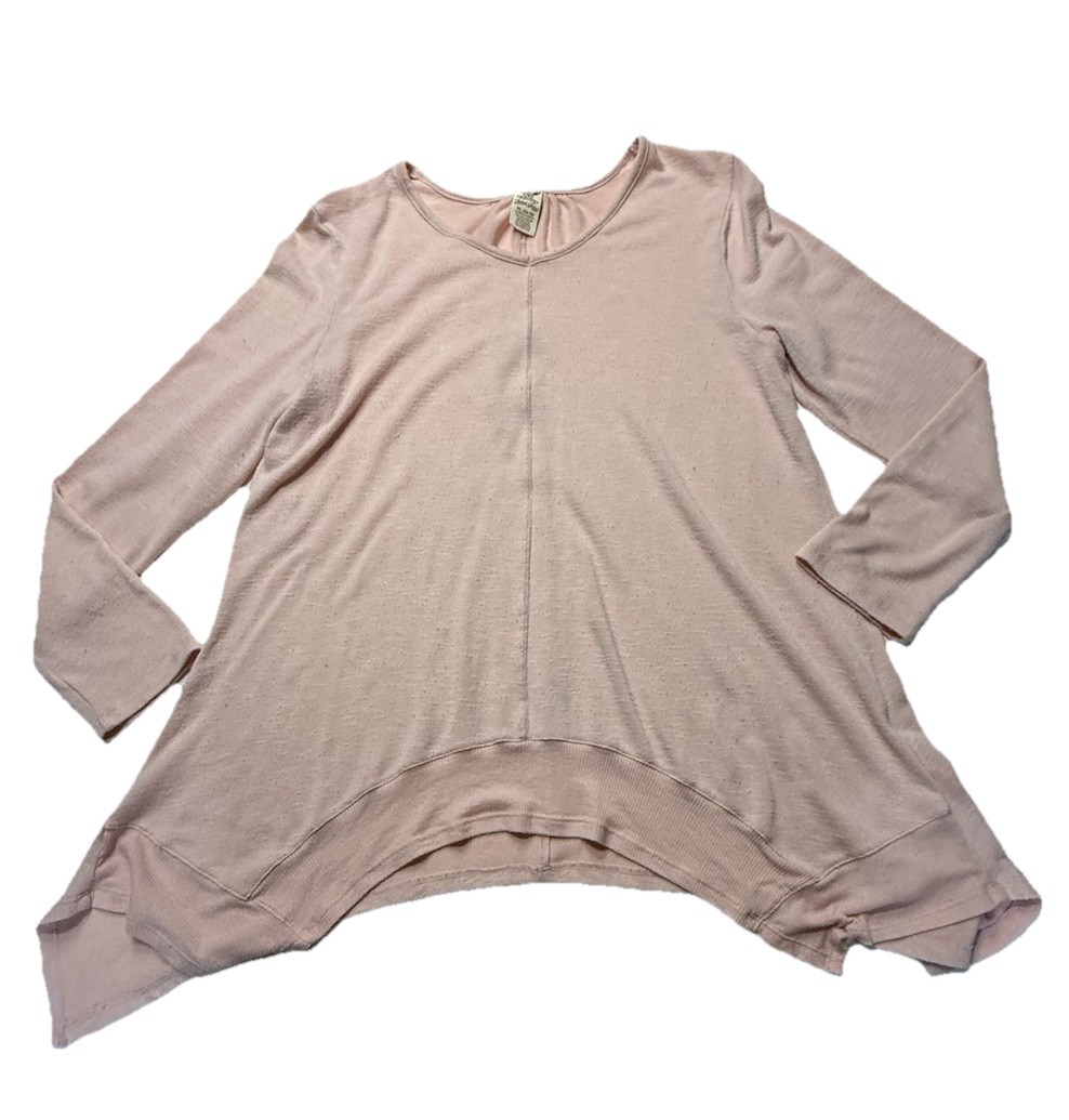 Faded Glory Pink Blush Asymmetrical Hem Knit Top XL 16-18