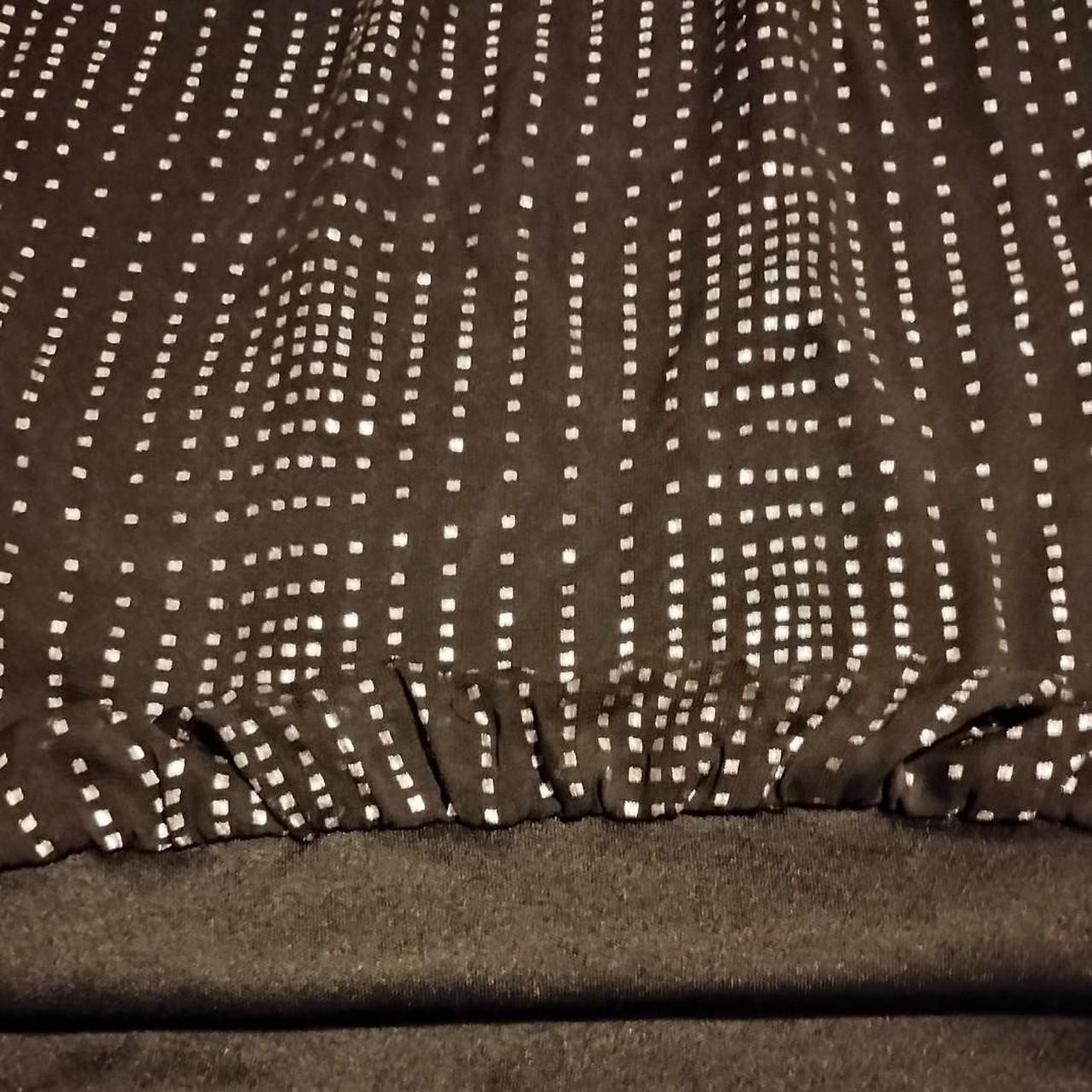 VINTAGE Y2K MALL GOTH MESH BLOUSE BLACK SILVER METALLIC BOW DETAIL TOP