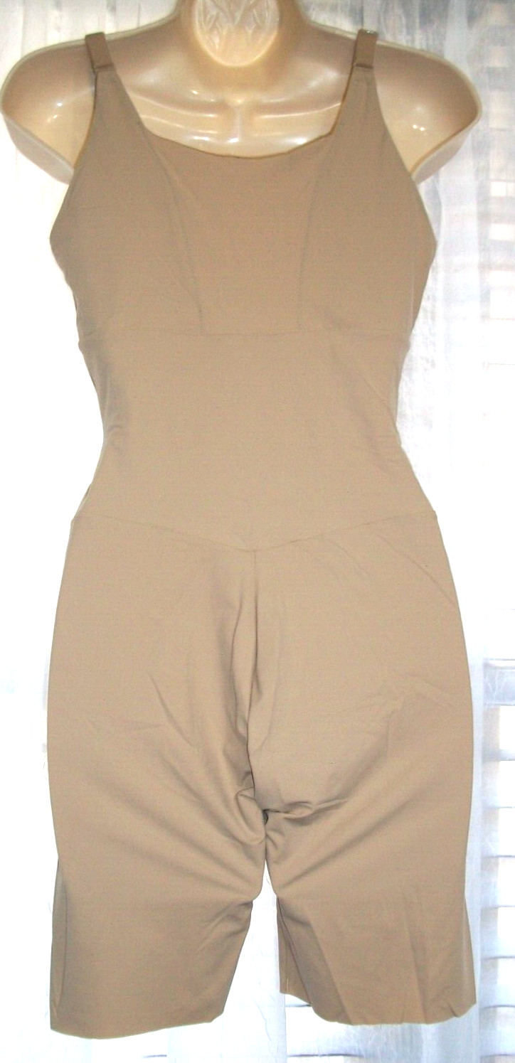 MAIDENFORM SZ L BEIGE SPANDEX SLIMMING SHAPER BODYSUIT~TUMMY THIGH CONTROL