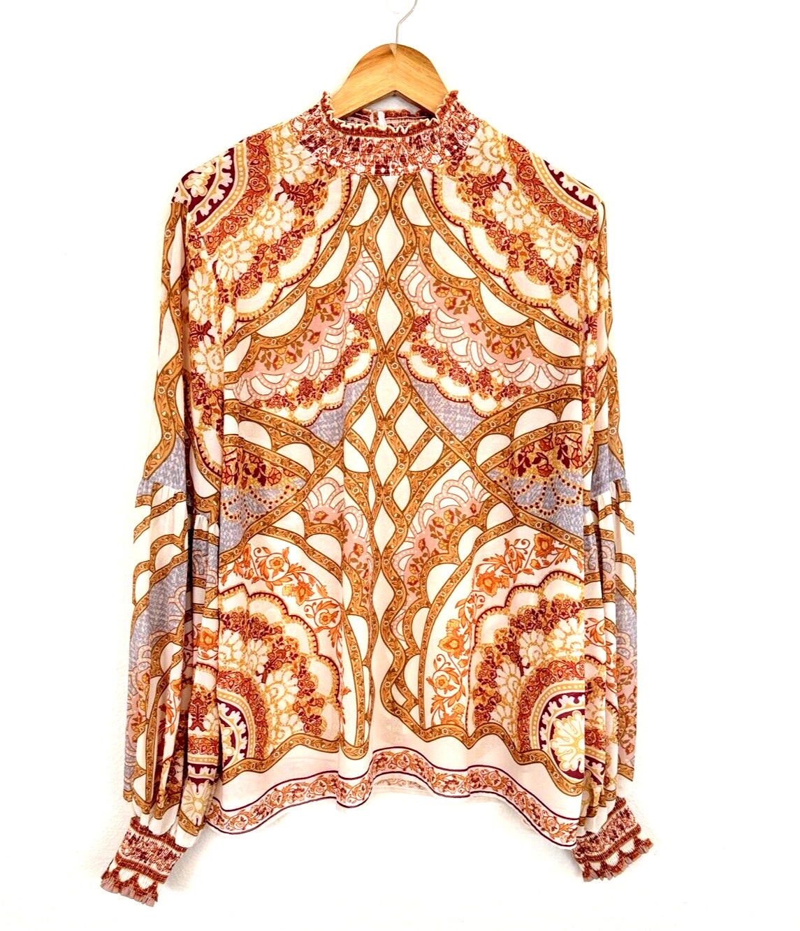 Perfectly Priscilla Top Women’s Orange Long Sleeve Blouse Plus 3x Bohemian Boho