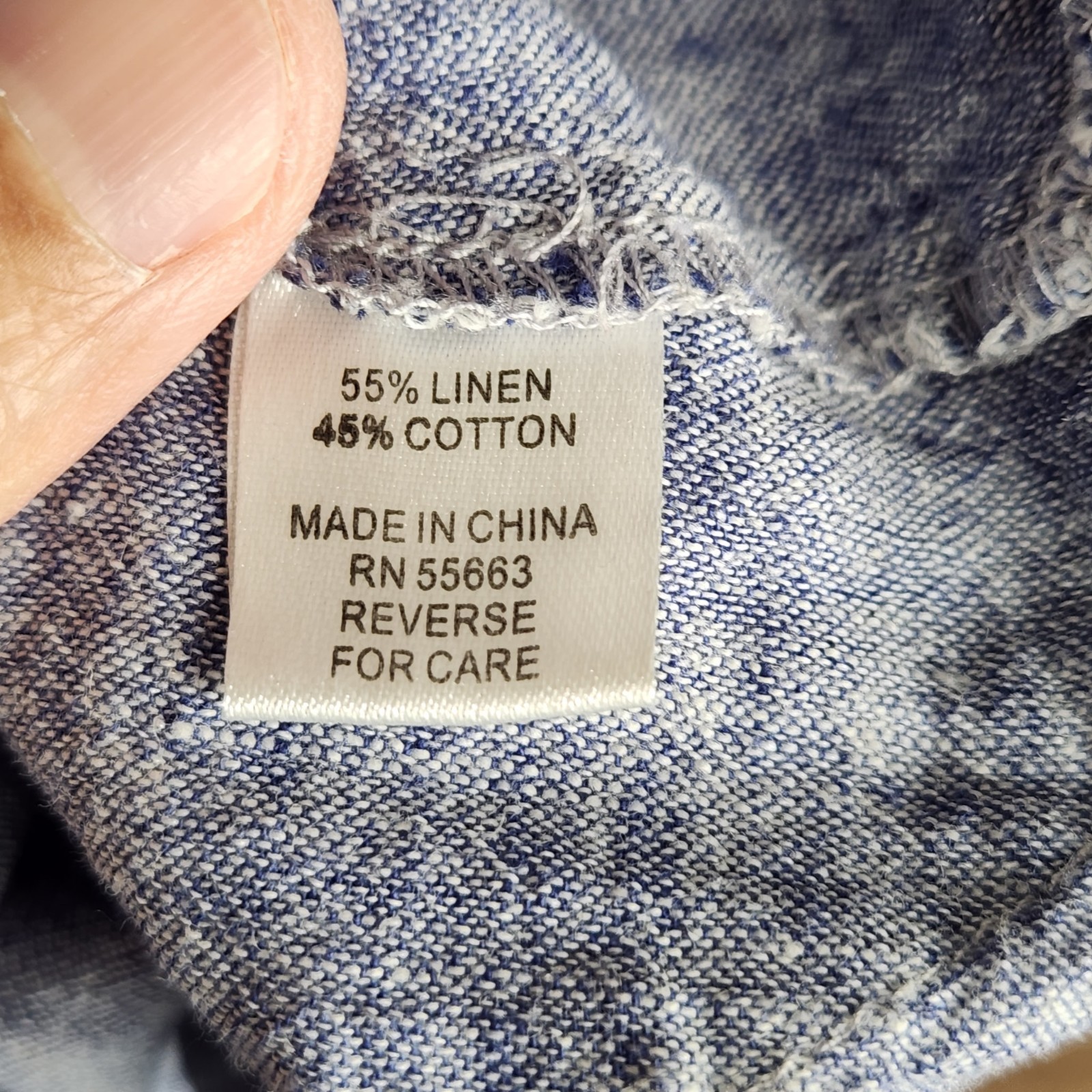 For Cynthia Tunic Top Women’s Large Linen Blend Chambray Stripe Accents Pockets