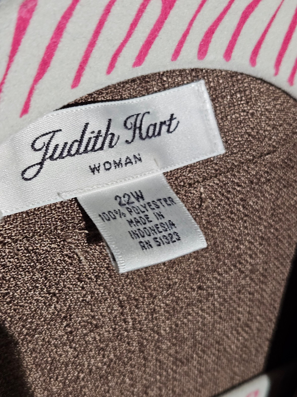 Judith Hart Button Up Blouse Womens Plus Size 22 W 3X Brown Collared Long Sleeve
