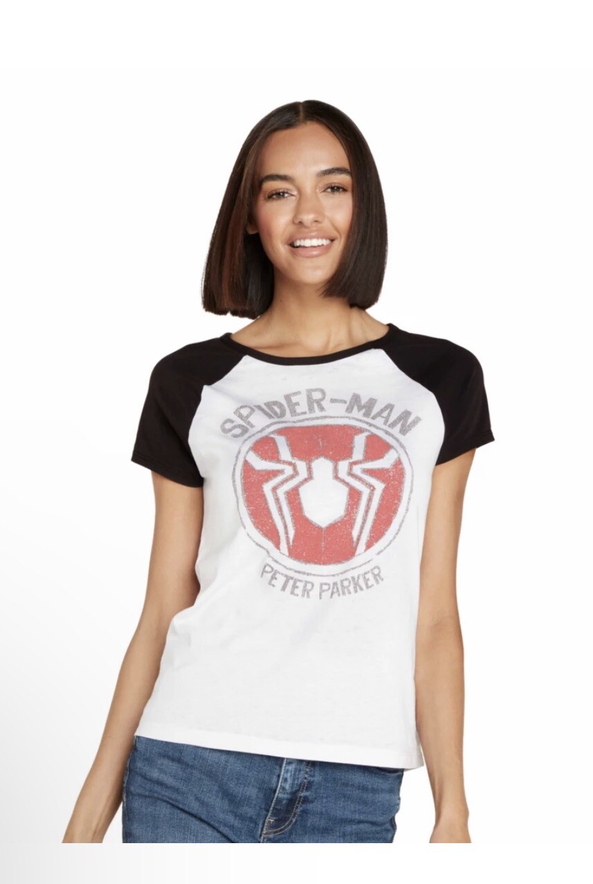 WOMEN’S SIZE 3X DISNEY STORE MARVEL SPIDER-MAN PETER PARKER RAGLAN TOP NWT