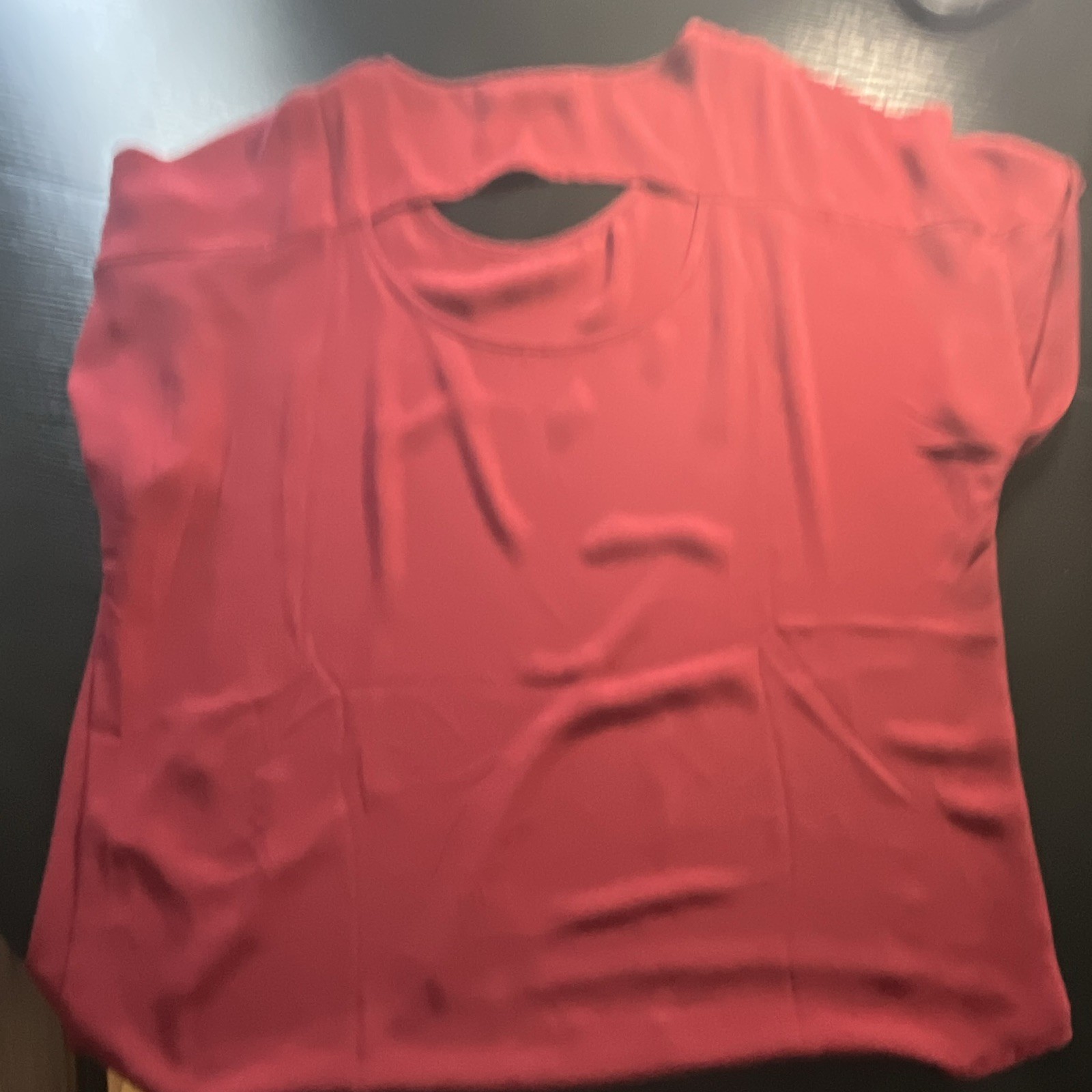 Maternity S Red Solid Round Neck Short Sleeve Polyester Pullover Blouse Top