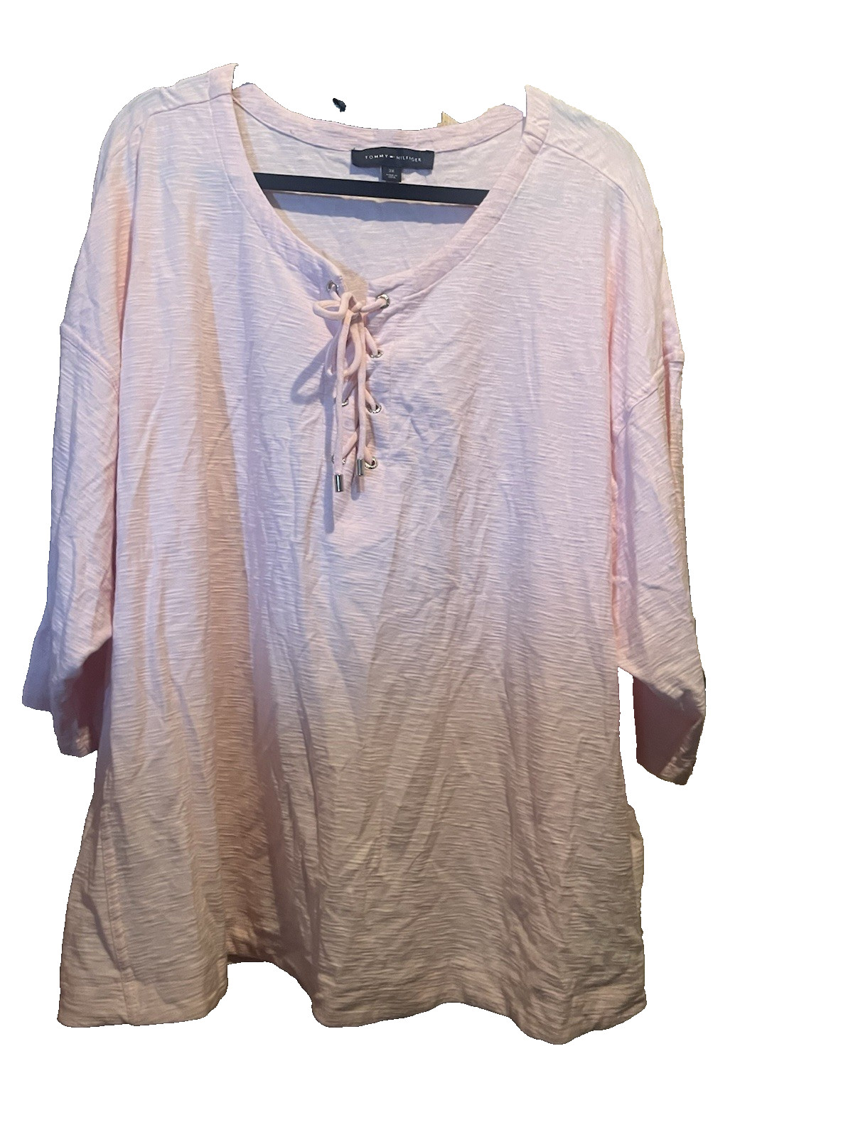 Tommy Hilfiger Tie Front Pink Top Size 3x Preowned