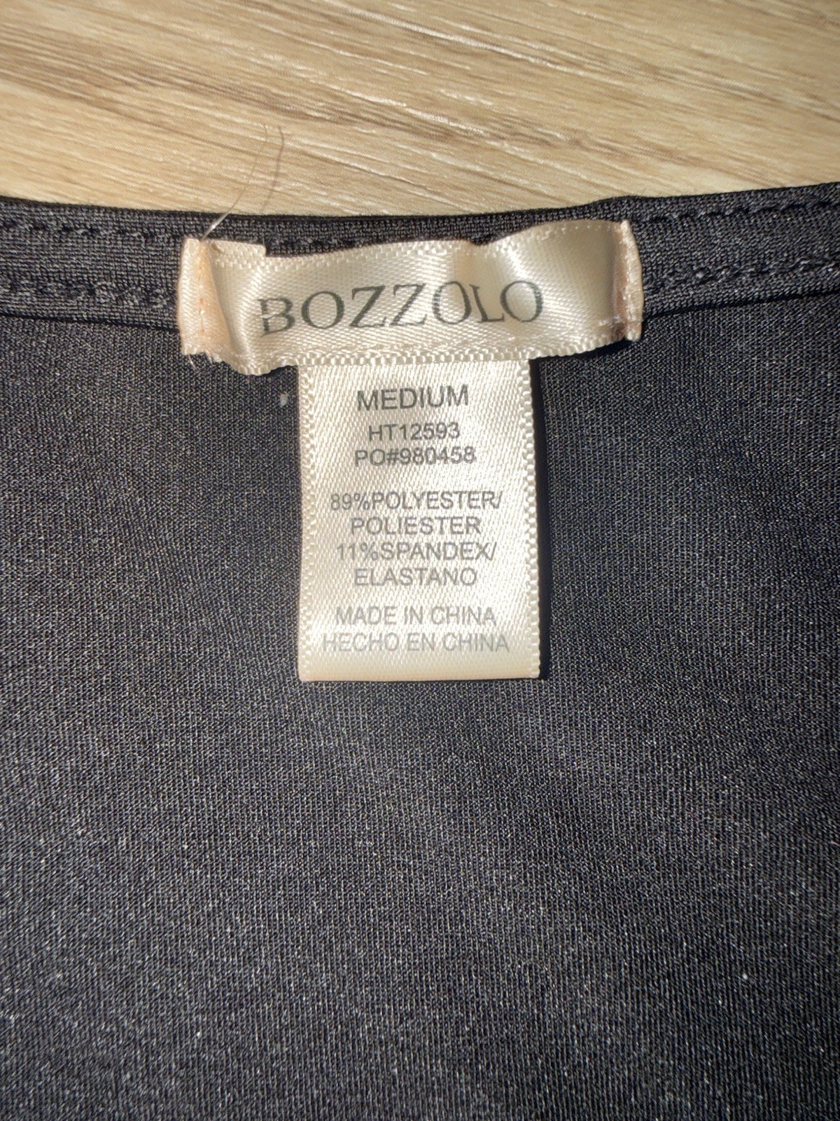Bozzolo Black Solid Square Neck Ruched Knit Stretch Cropped Top Size M