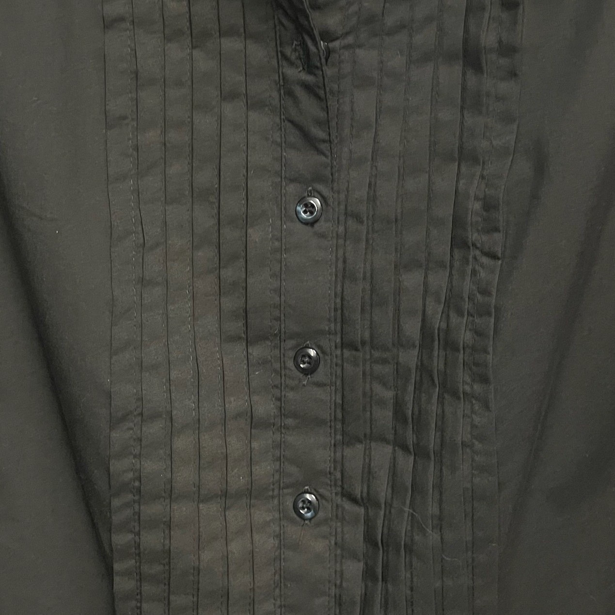 Investments Black Pintuck Button Down Shirt Women’s 1X Stretch 3/4 Sleeve