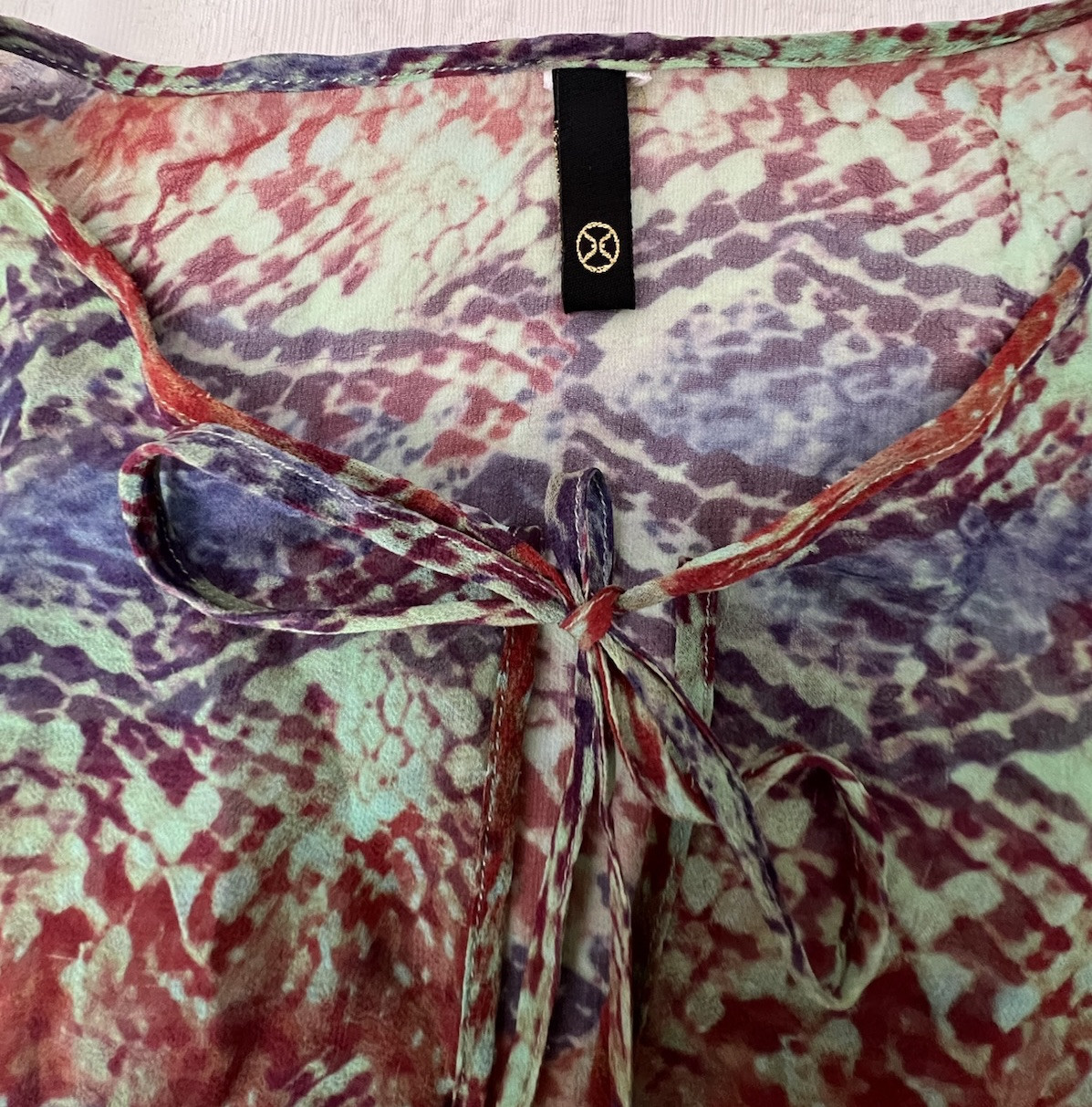 VIX By Paula Hermanny Colorful Snake Print Silk Organza Tunic Sz Medium