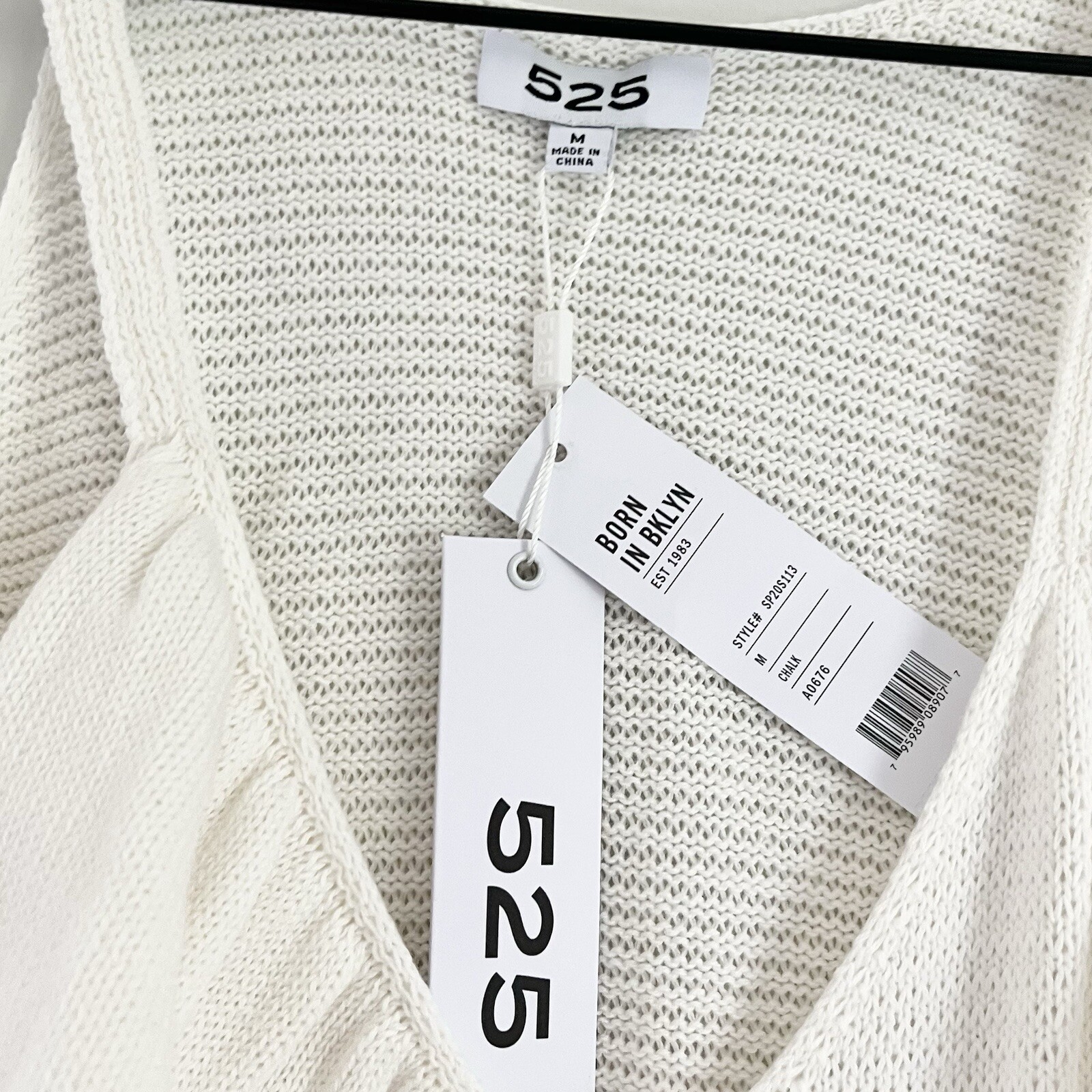 NWT 525 America Ruffle Front Knit Tank Top Cream White Women’s Size Medium