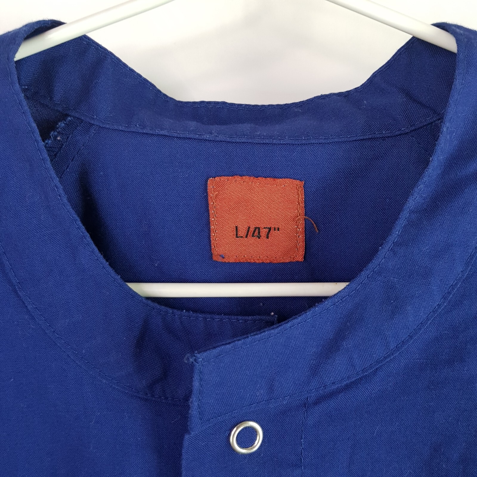 Oversized Manderin Collar Shirt Womens XL Blue Cotton Full Button Lightweight