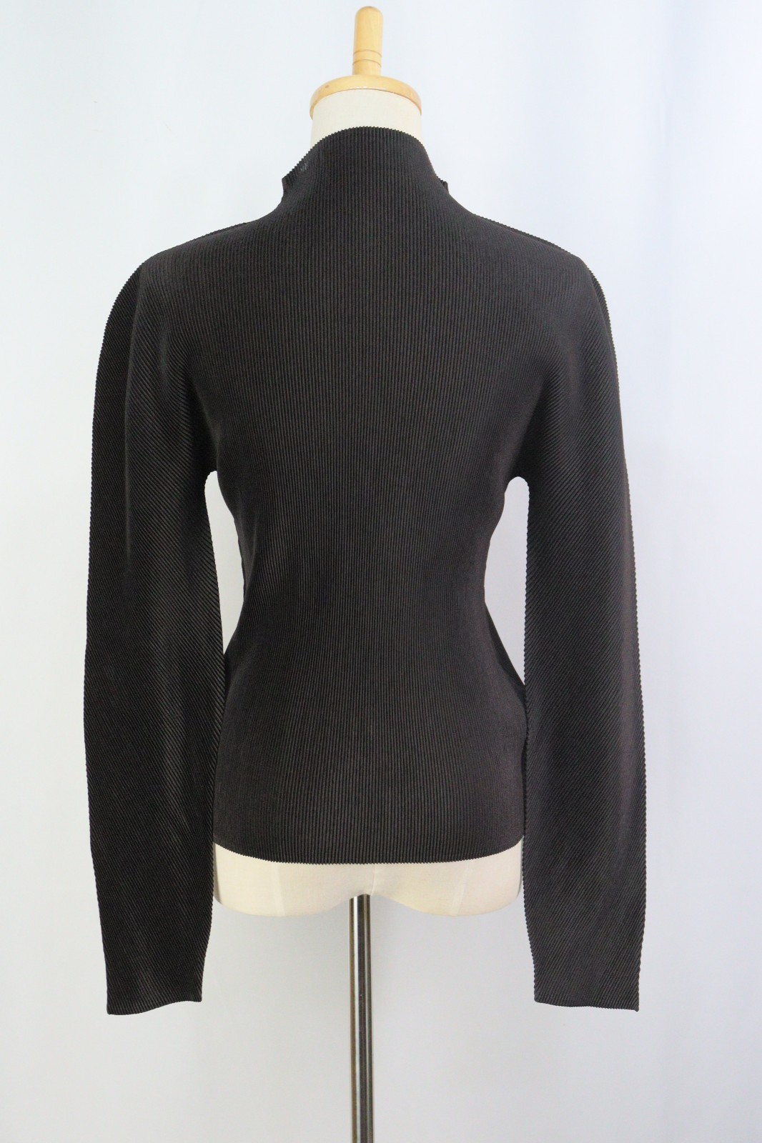 Authentic PLEATS PLEASE Dark Brown High Neck Long Sleeve Top 120 0298a