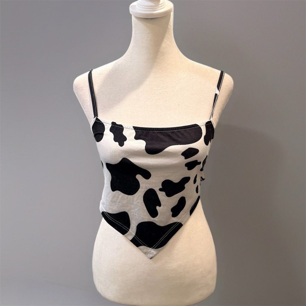 SHEIN Women’s M Black Cow Print Bandana Crop Tank Top