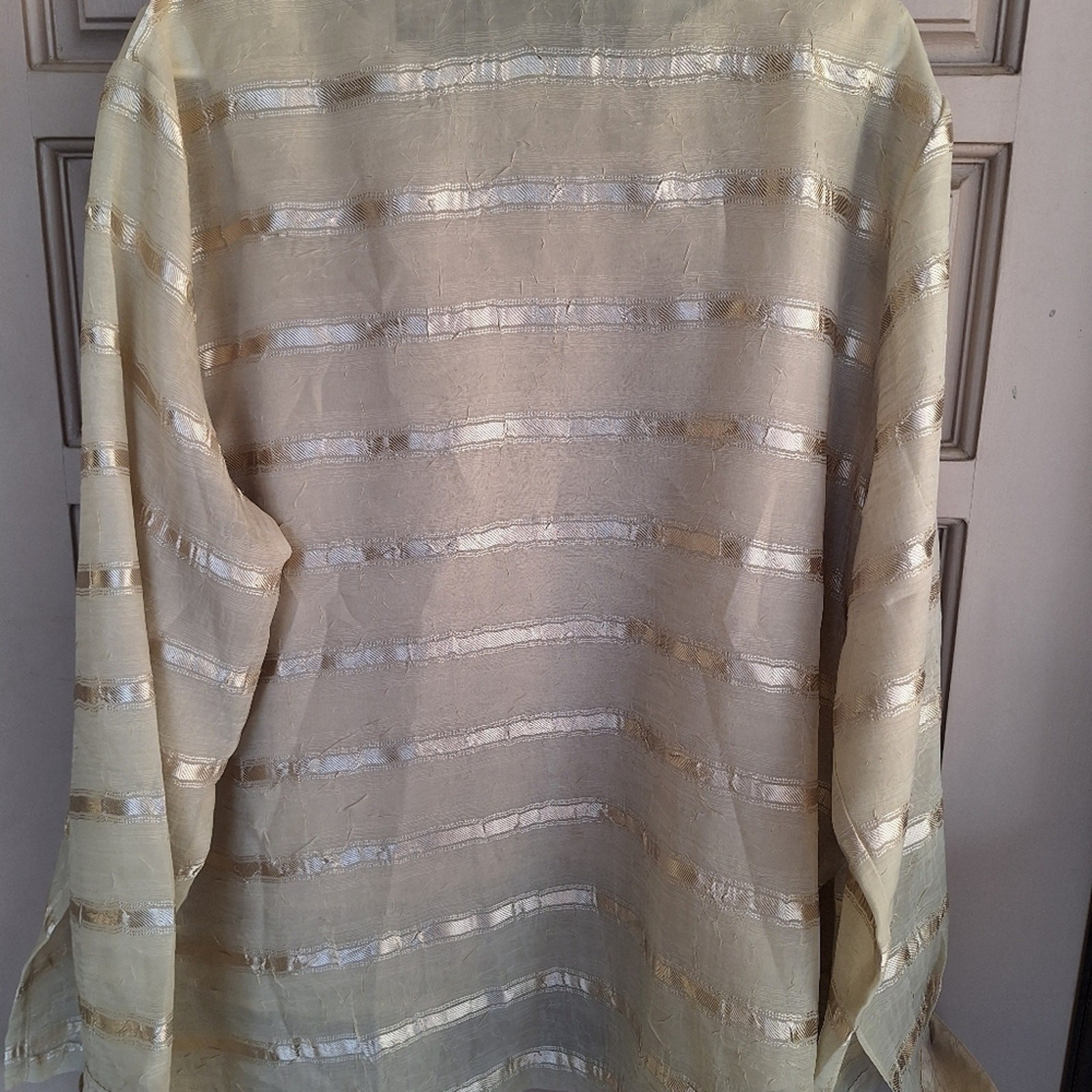 Collection by Connie 2Pc Top SzXL Lined Tank W Over Shirt Creme Silky Shiny Nice