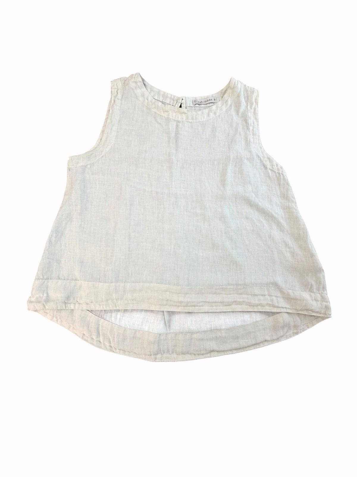 Cut Loose Top Medium 100% Linen Sleeveless Tank Top Relaxed Made in USA #AA8-1