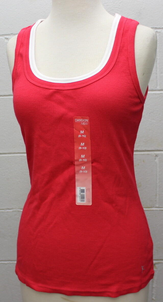 Danskin Now Women’s Tank Top Workout Stretch Knit Scoop Bright Red M Medium New