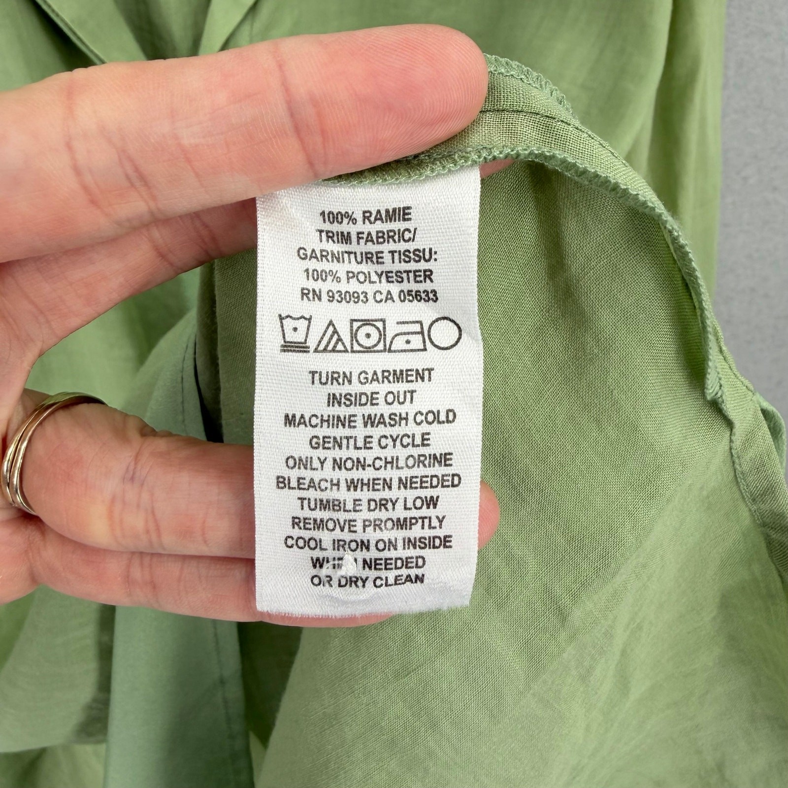 Nic + Zoe M Sage Green Lightweight V-neck Button Half Collared Slit Tunic Top