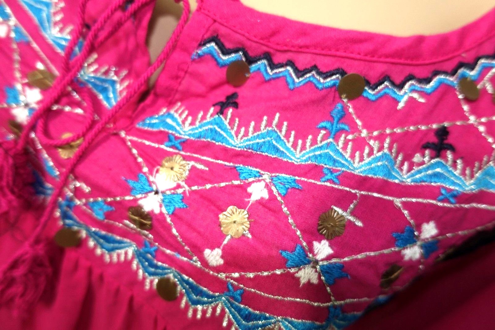 Jennifer Lauren Women Plus Size 1x 2x 3x Fuchsia Sequin Tunic Top Blouse Shirt