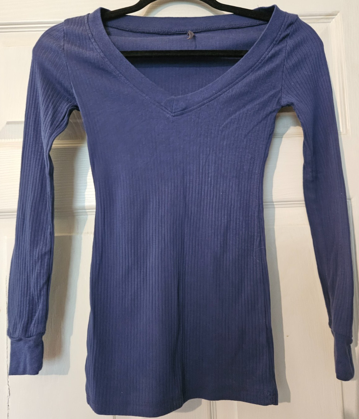 Women’s Heart Love Hip Blue Long Sleeve Ribbed Shirt/ US Size XS Women’s Apparel