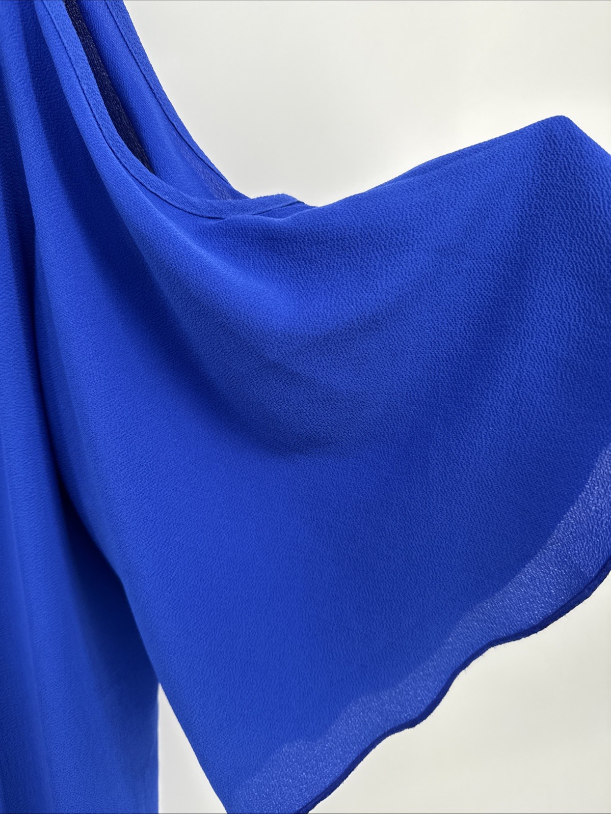 Frank Lyman Royal Blue Flowy Top Blouse Cold Shoulder Dolman Batwing Sleeves 12