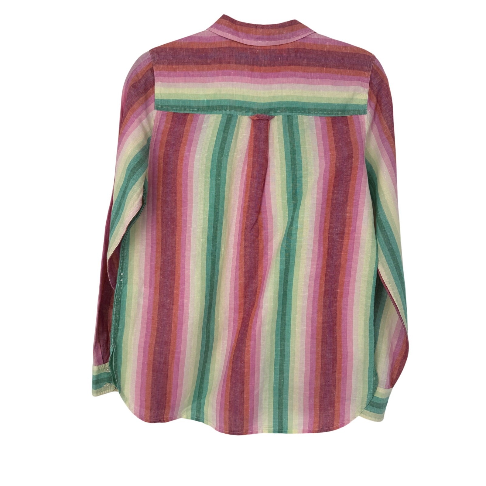 J.Crew Classic Fit Boy Linen Shirt Rainbow Stripe Button Down Size 6 Resort
