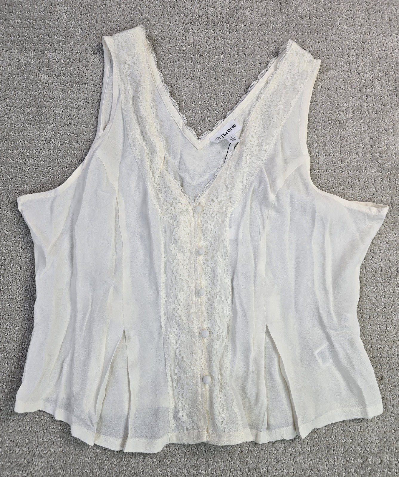 The Drop L Large Paloma Lace Top Whisper White Tank Ivory Classic Victorian