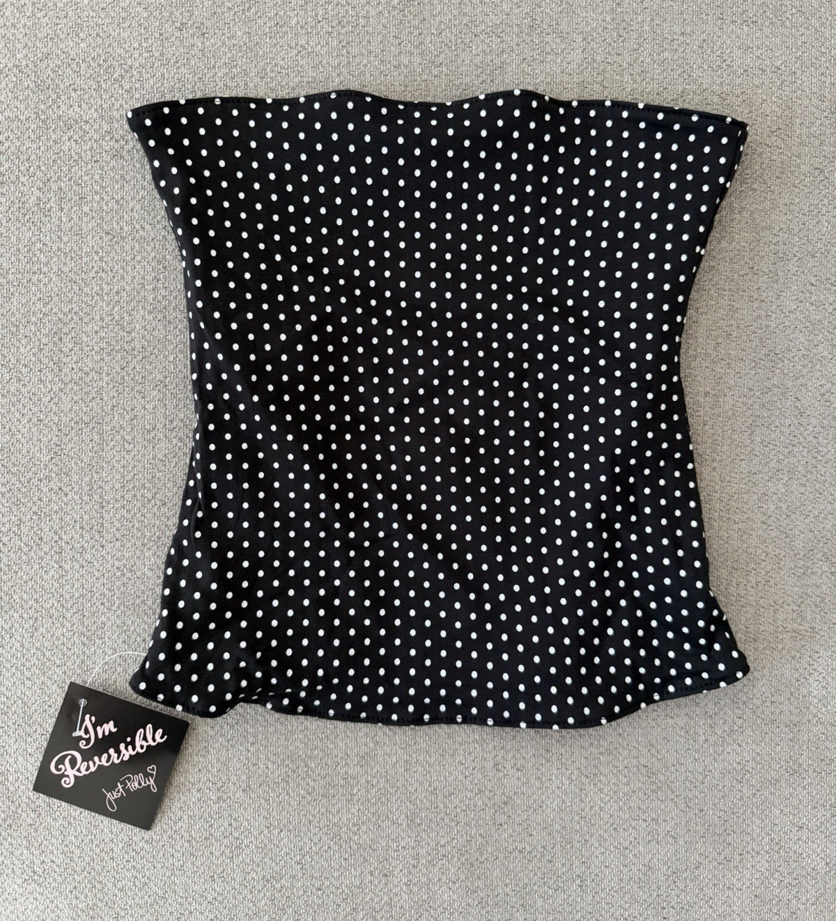 Just Polly New York XS Black/White Polka Dot Strapless Tube Top Stretch