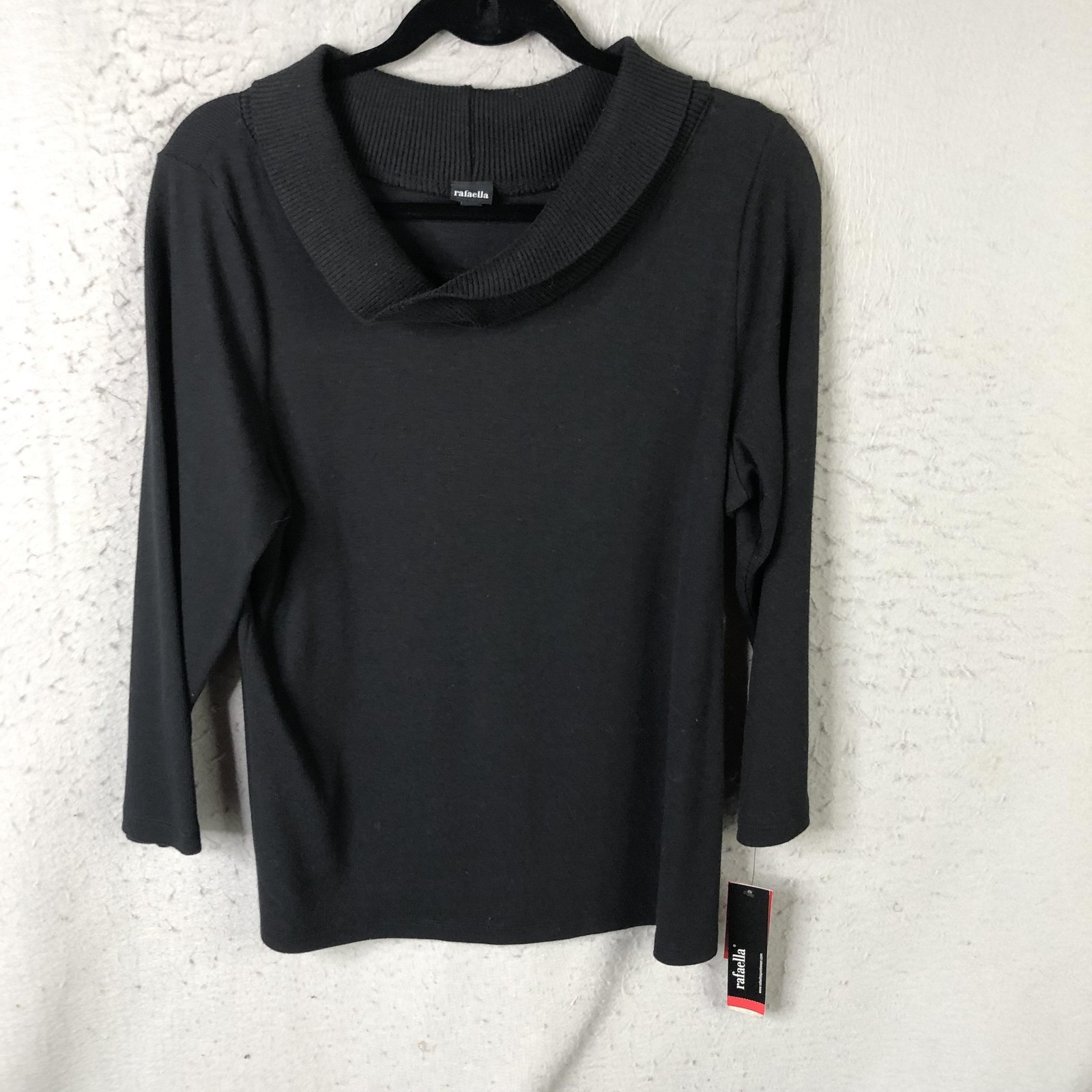 Rafaella Blouse Womens XL Black Cowl Neck Long Sleeve Knit Easy Care Stretch
