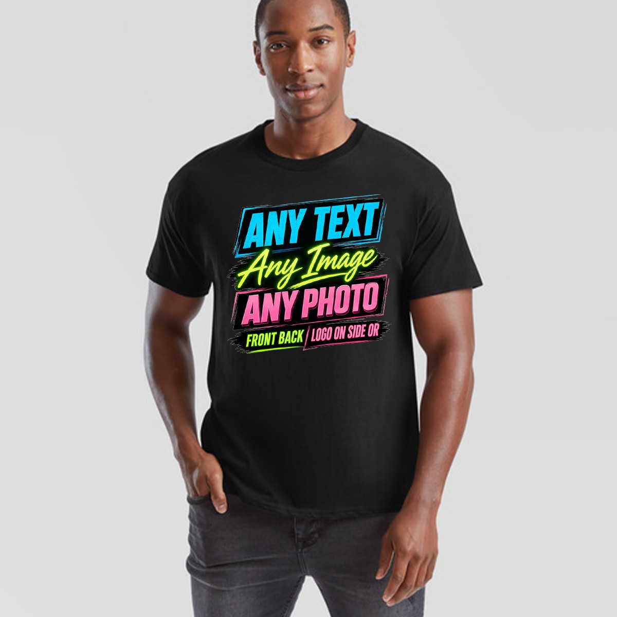 Personalised Unisex T Shirt UK Custom Print With Any Text Photo Design Your Own