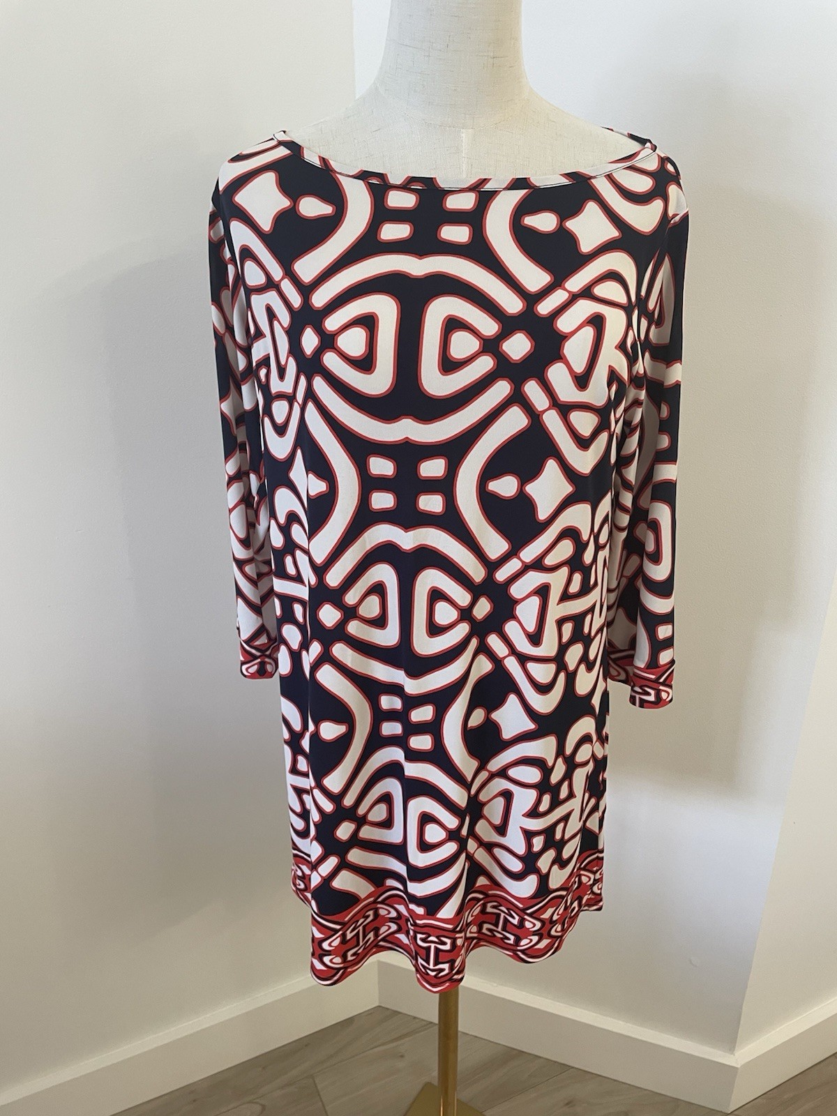 LAUNDRY by Design Sz. 8 Geometric MultiColored Stretch Tunic Top/Shift Classic