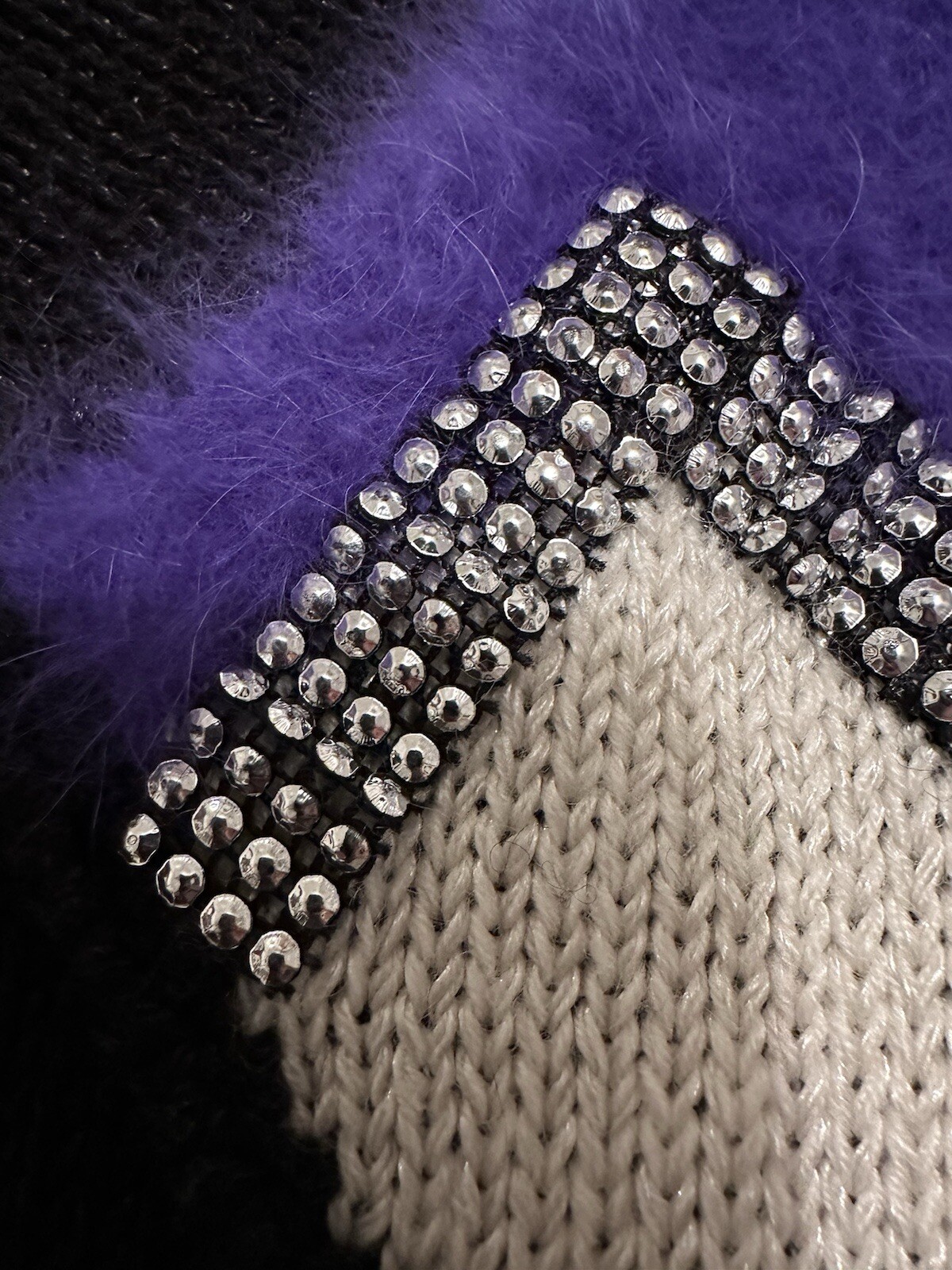 SPIRIT Wool Acrylic & Angora Sparkling Holiday Party Sweater Medium Purple Black