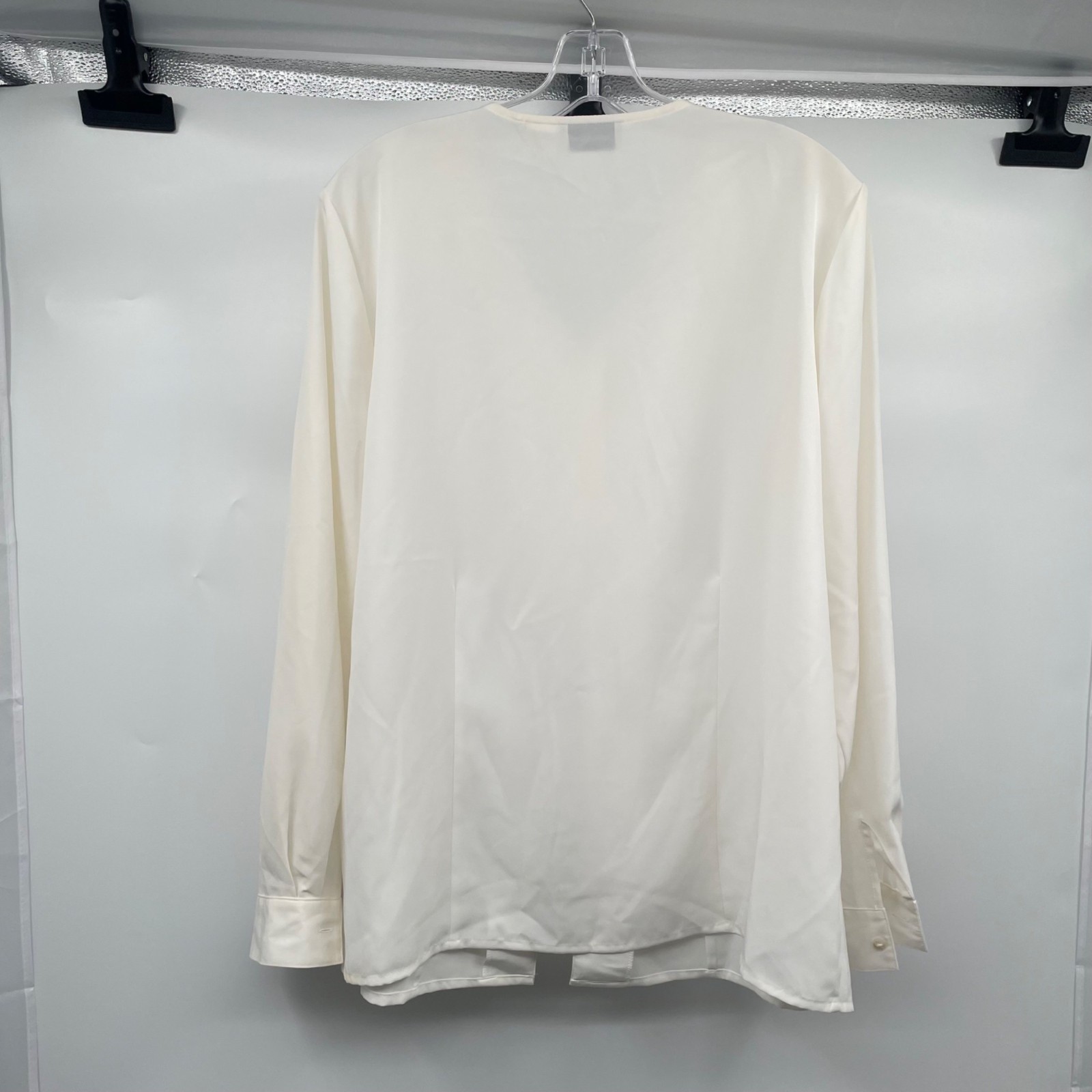 Claudia Richard Sheer Button Up Top Embroidered Long Sleeve Cream Size 14