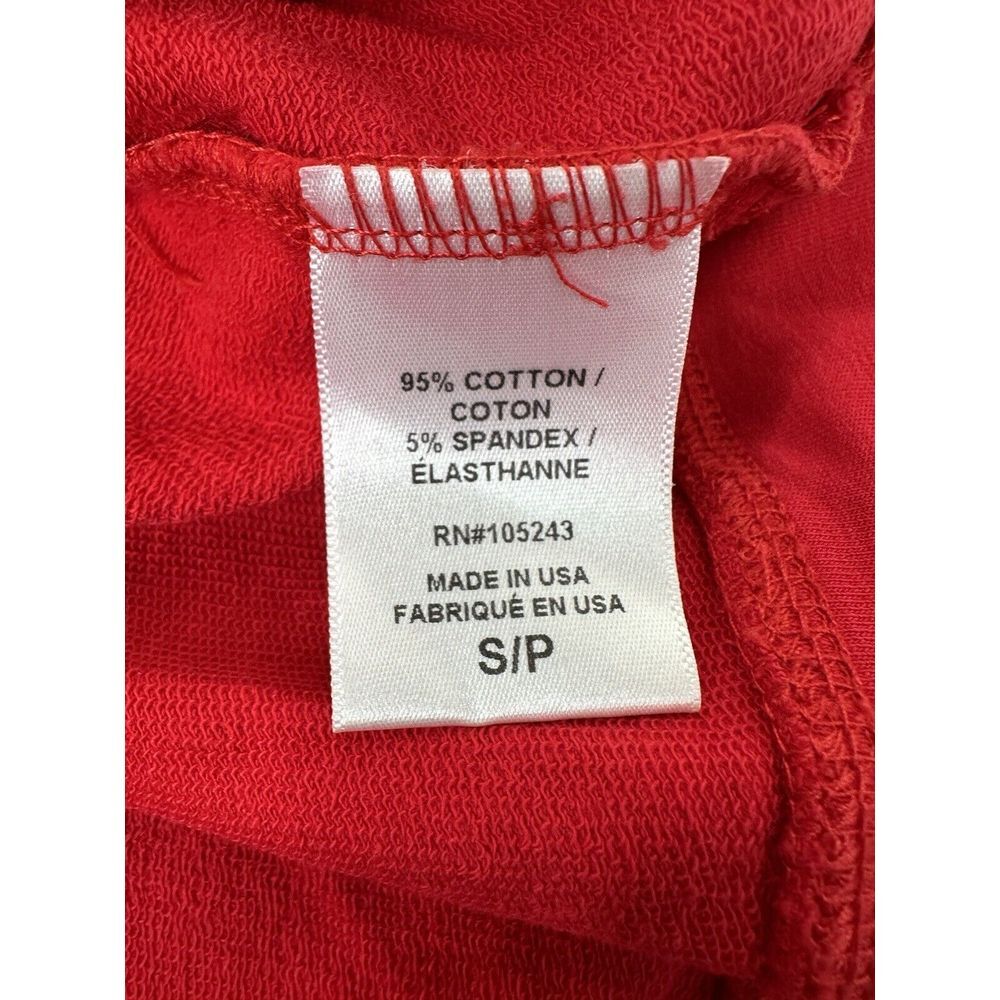 Bobeau Sweatshirt Top Women’s Small Crewneck Split Tie Sleeves Made in USA Red