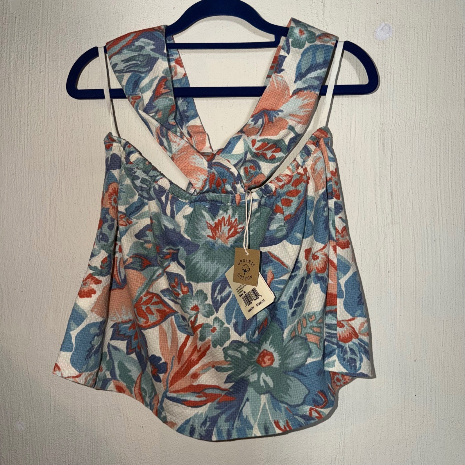Faherty Bay Twist Top Paradise Blossom Floral Organic Cotton Tank Sz M NWT